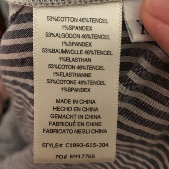 Cloth & Stone Striped Short Sleeve Button Down Blouse Women’s Size XS - Picture 7 of 8